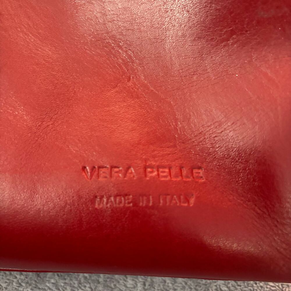 Vera Pelle Italian Leather Handbag – Red & Black Structured Satchel - Picture 12 of 12
